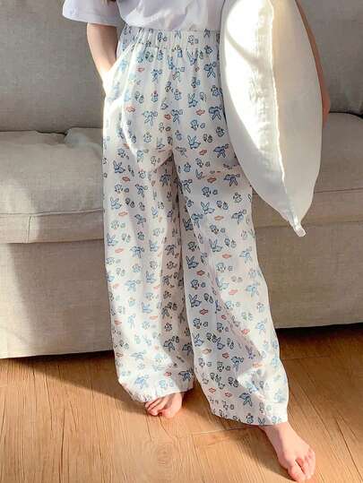 DAZY Tween Girl 全身印花休闲裤，春夏花卉图案