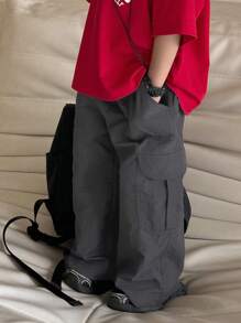 Dazy Kids Celana Kasual Warna Polos untuk Anak Laki-Laki - Dark Grey - View 7