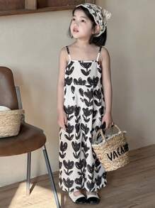 DAZY Young Girl Floral Print Wide Leg Casual Jumpsuit Vacation - White - View 6