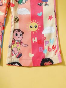 Babymeisje/jongen 0-3 jaar Lente/zomer schattig zon baby print korte mouw T-shirt en flare broek 2-delige set