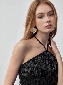 MOTF STUDIO TOP DE TIRANTES HALTER CON LENTEJUELAS