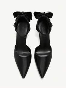 CUCCOO CHICEST Fashionable And Elegant Black High Heel Pumps With Crystal Butterfly Decor, Suitable For New Year, Valentine's Day, Wedding, Party, Dates And Holidays Spring Shoes Spring Break Easter Prom Heels - Black - View 4