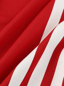 ROMWE MEN Prep Men's Racing Drawstring Waist Striped Wide Leg Casual Loose Pants - Black - View 6