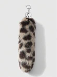 ROMWE Grunge Punk 1 pièce Porte-clés/Charm de sac style vintage délicat haut de gamme Y2K marron à imprimé fausse fourrure de guépard. Convient pour le port quotidien des femmes, cadeau pour les fêtes