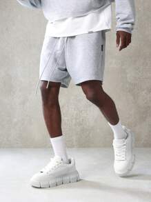 SUMWON Luxury Drop Crotch Athletic Shorts Premium Fleece Sweatshorts Casual Workout Performance Loungewear With Drawstring Elastic Waist Urban Streetwear Training Sports - Light Grey - View 1