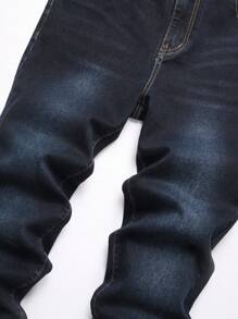 Manfinity Homme Men's Straight Loose Casual Versatile Jeans With Pockets - Dark Wash - View 4