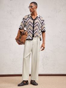 AKNOTIC Party Pantalones rectos de cintura media larga tejidos para hombres, adecuados para uso diario, primavera/verano, vacaciones, fiesta, combinación de pareja