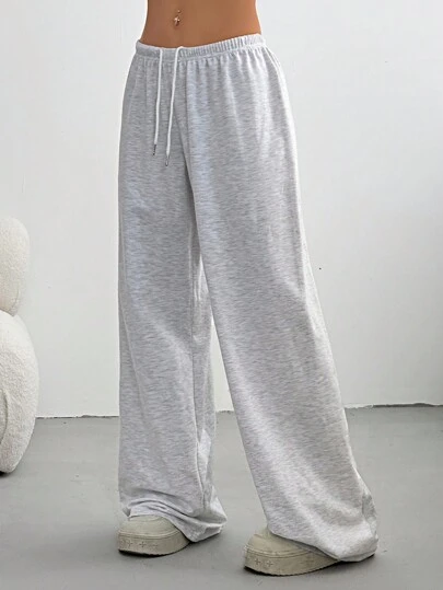 SHEIN EZwear Plus Size Low Waist Drawstring Loose Straight Leg Sweatpants, Baggy Pants Graduation,Back To School,Graduation,Teacher,Back To School
