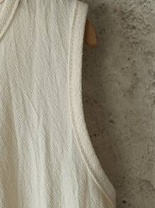 SHEIN Baby Girls Apricot Embroidered Sleeveless Dress, Pastoral Floral Pattern, Suitable For Holidays, Gatherings, Exuding Elegant Style