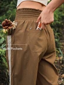 OutZeal Women Water-Resistant High Rise Waist Color Blocking Outdoor Pants Camping Hiking - Olive Green - View 4