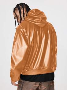 Manfinity VCAY Men's Loose Fit Brazilian Style Hoodie Sweatshirt, For Fall Winter - Orange - View 4