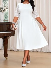 Fleurora 大码情人节连衣裙，女士夏季服装 - 白色 - 查看 5