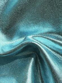 SHEIN Swim Spring Break Metallic Finish Halter Neck Tie Up Bikini Top And Cheeky Bottom Swimwear 2 Pieces Set For Women, Summer