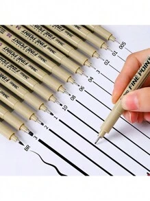 6/12pcs Waterproof Needle Tube Art Line Drawing Painting Marker Pens With Soft Head, Suitable For Architectural & Art Projects Back To School - Multicolor - View 2
