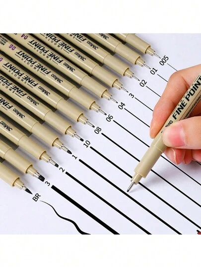 6/12pcs Waterproof Needle Tube Art Line Drawing Painting Marker Pens With Soft Head, Suitable For Architectural & Art Projects Back To School