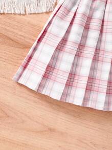 Tween Girl Red Plaid Mini Skirt, Versatile Casual American School Style Daily Wear