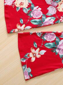 2pcs/Set Tween Girls' Off-Shoulder Batwing Top And Digital Printed Flare Pants, Summer - White - View 6