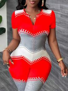 Slaydiva Plus Size damski swobodny dopasowany kombinezon z zamkiem z przodu