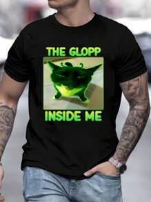 有趣的外星人、猫图案男士礼物、男士励志口号 T 恤 - 黑色 - 查看 3