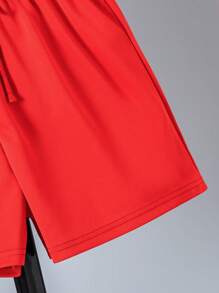 SHEIN 2 pièces/Set sweat-shirt à capuche et short imprimé lettre pour garçon préadolescent