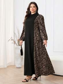 Veilorie Plus Size Women Arabic Style Casual Dress, Minimalist Fashion For Daily Wear Modest
