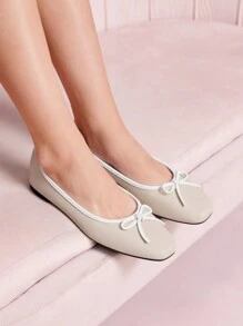 CUCCOO DOLLMOD Women's Simple Bow Decor Casual Round Toe Comfortable Flat Shoes Spring Shoes Spring Break Easter - Multicolor - View 1