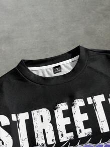 Manfinity VCAY Sudadera holgada de cuello redondo con estampado digital para uso casual para hombres