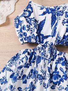 Elladie kids Young Girl Multi-Color Vacation Strap Dress - Blue - View 5