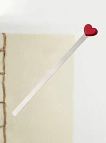 1 pieza Marcapáginas de acero inoxidable, marcapáginas con forma de corazón creativo rojo para lectura - Rosa Fucsia - Ver 4