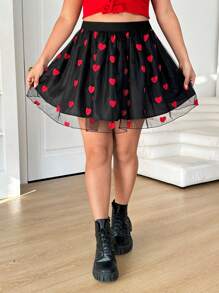 Solflare 情人节大码心形网眼A字裙