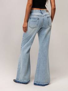 SHEIN Forever 21 Spring&Summer Women Romantic/Formal/Birthday/90s /Business Casual/Elegant/Western Wear/Going Out/Fashion/Casual/Y2k Clothes/Club/Office /Cocktail/Vintage/Bodycon/Rave Outfits/Funny/Classy/Old Money/Streetwear/Vacation/Country Concert/Work/Modest/Spring Break/Bachelorette Outfits/Concert/Baddie/Basic/Graduation/Blue Washed/Low Rise/Baggy/Straight Leg/Wide Leg/Cowgirl Outfits/Elastic Waist Drawstring/Jeans - Blue - View 2