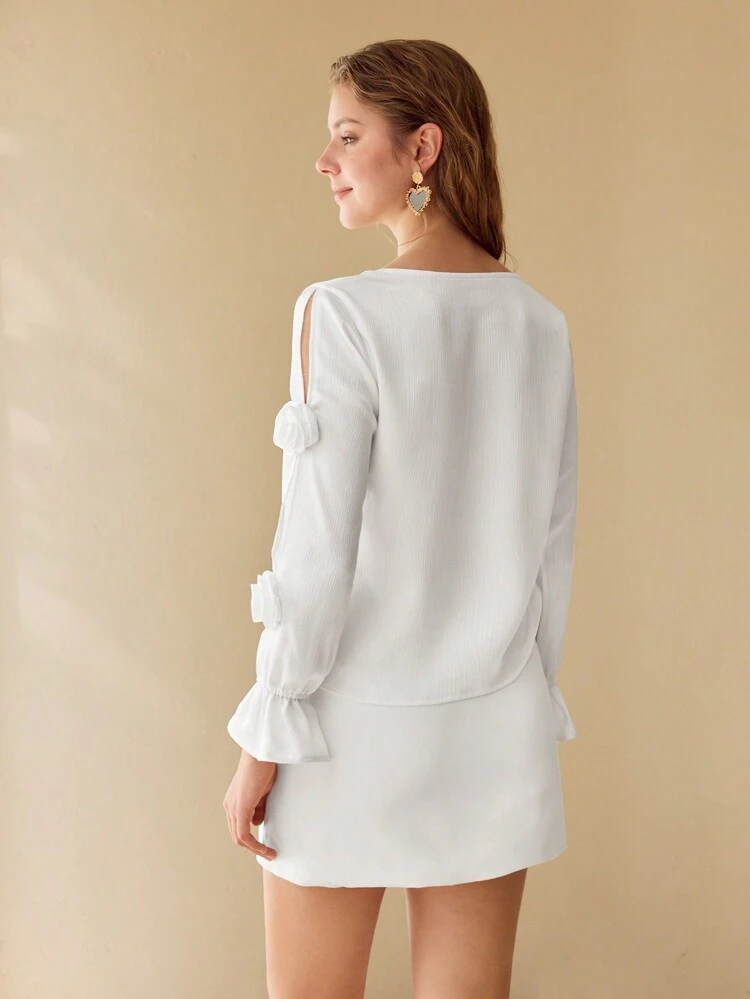 TEXTURED STEREO FLORAL BLOUSE,SPRING/SUMMER