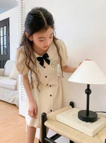 DAZY Tween Girls Solid Color Minimalist Casual Short Sleeve Everyday Dress,Girls Summer Outfits,Back To School Clothes