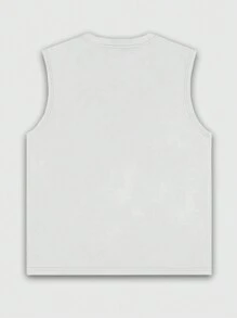 ROMWE MEN Street Life 男士肖像印花圆领无袖休闲背心 - 白色 - 查看 2