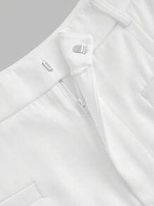 SHEIN Privé Plus Size Simple Elegant High Waist Solid Color Office Shorts, Daily Commute - White - View 6