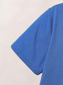 2 件套男童格子北极熊印花短袖 T 恤和裤子睡衣，时尚舒适