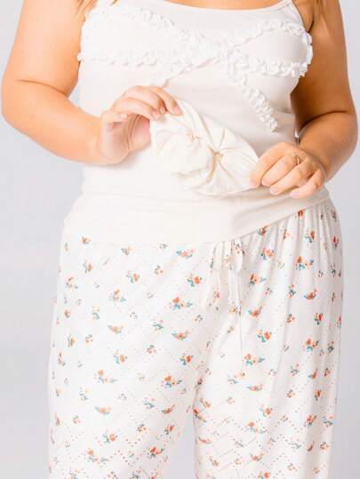 Aralina 夏季大码曲线可爱对比蕾丝细节蝴蝶结吊带背心