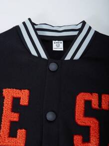 SHEIN Explorewe 2pcs/Set Tween Girls Front Button Closure Long Sleeve Top & Jumpsuit Set - Black - View 5