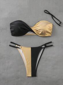 Swim EVENT Women Spring Break Casual Vacation Sexy Summer Beach Party Special Material Halter Bikini 2 Pieces Swimwear Set