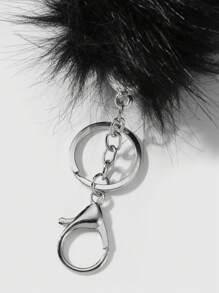 ROMWE Grunge Punk 1pc Y2K Stylish Gothic Fluffy Faux Tail Keychain, Dark Aesthetic Accessory, Suitable For Women, Daily Wear Or Holiday Gift, Halloween - Black - View 8