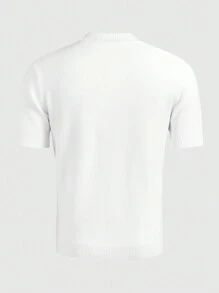 ROMWE MEN Street Life Men's Mock Neck Slim Fit Star Pattern Knitted Sweater - White - View 6