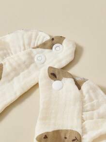 3 件装柔软棉质平纹细布婴儿围兜，带花卉蕾丝花边