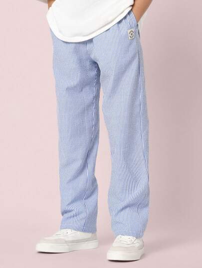 SUMWON Premium Boys Pull-On Seersucker Pants Comfortable Elastic Waist Classic Preppy Summer Spring Casual School Wear Breathable Lightweight