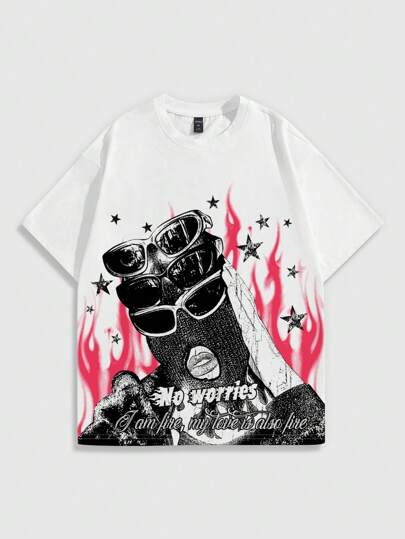 Street Life T-shirt décontracté à col rond et manches courtes avec imprimé graphique pour homme, à porter au quotidien