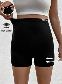 SHEIN Slogan Print Adjustable Waist Maternity Shorts - Black - View 8