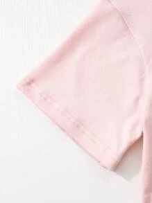 Tween Girls 心形和字母图案短袖上衣和豹纹长裤套装 - 彩色 - 查看 3