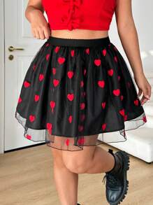 Solflare 情人节大码心形网眼A字裙