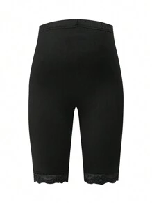 SHEIN Quần legging bà bầu màu trơn ren chắp vá ôm vừa vặn thường ngày - Nhiều màu - Xem 6