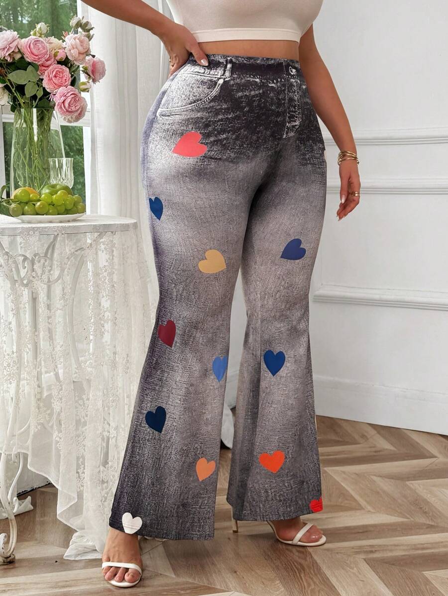 Flirla 女士休闲花纹长裤，适合情人节