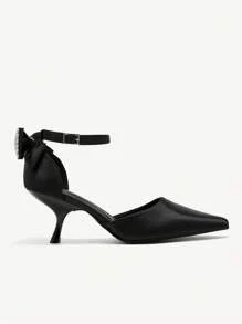 CUCCOO CHICEST Fashionable And Elegant Black High Heel Pumps With Crystal Butterfly Decor, Suitable For New Year, Valentine's Day, Wedding, Party, Dates And Holidays Spring Shoes Spring Break Easter Prom Heels - Black - View 5